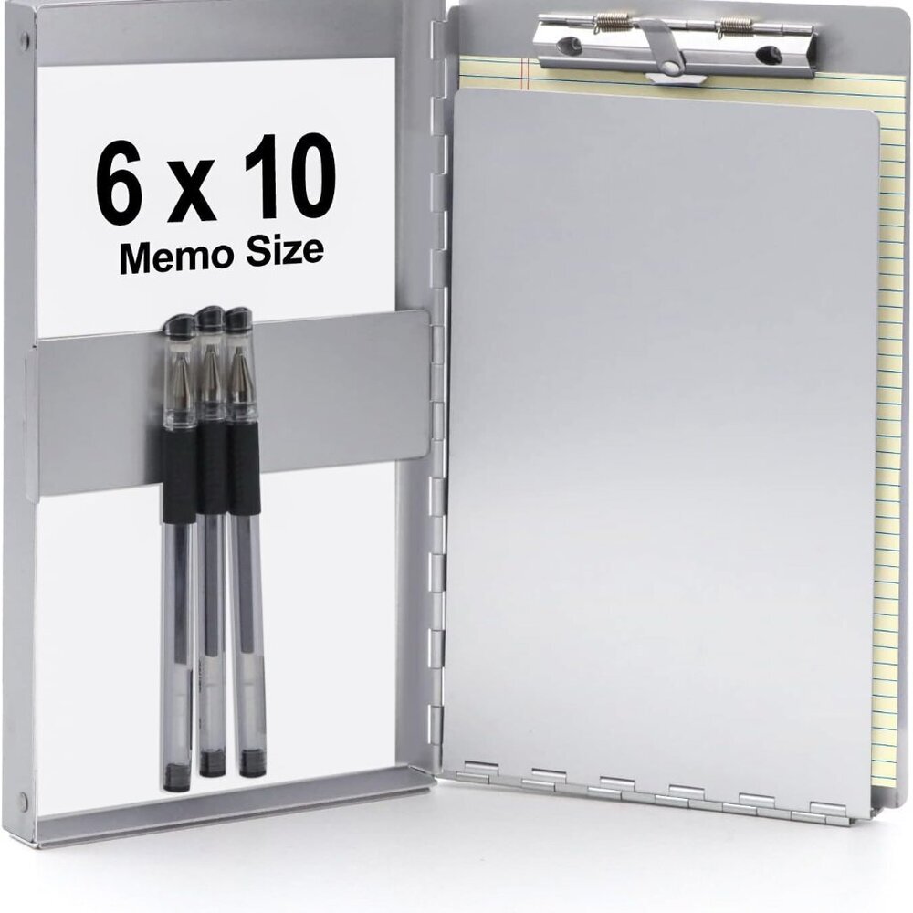 Small Aluminum Clipboard with StorageMemo Size, Recycled Metal Snapak Form Holde